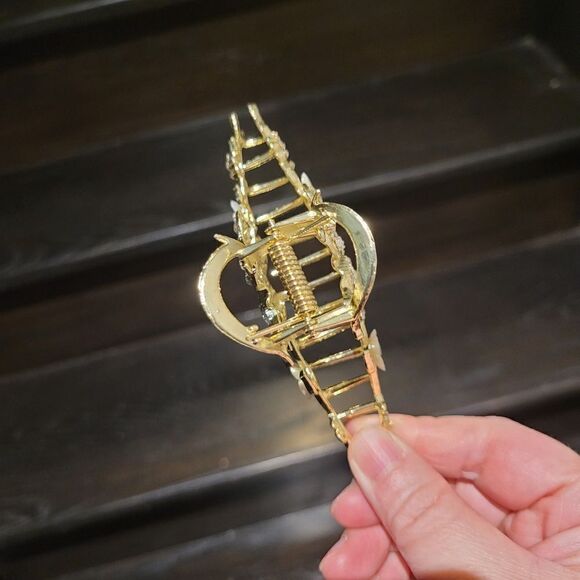 Brand New Gold Rhinestone Flower Hair Clip - Picture 5 of 7